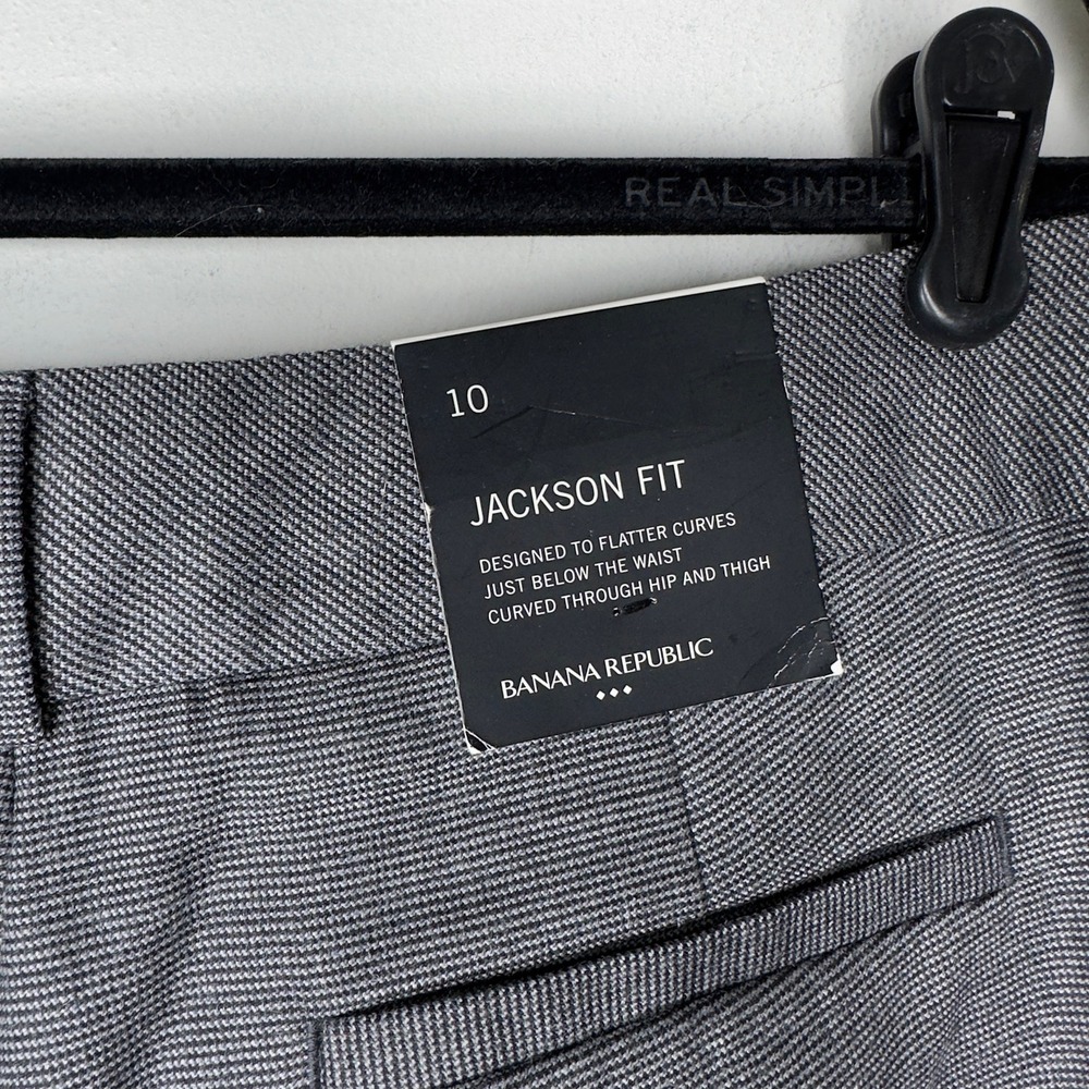 Banana Republic Jackson Pants Womens 10 Wool Business Trousers Gray Mid Rise NWT - Picture 6 of 7